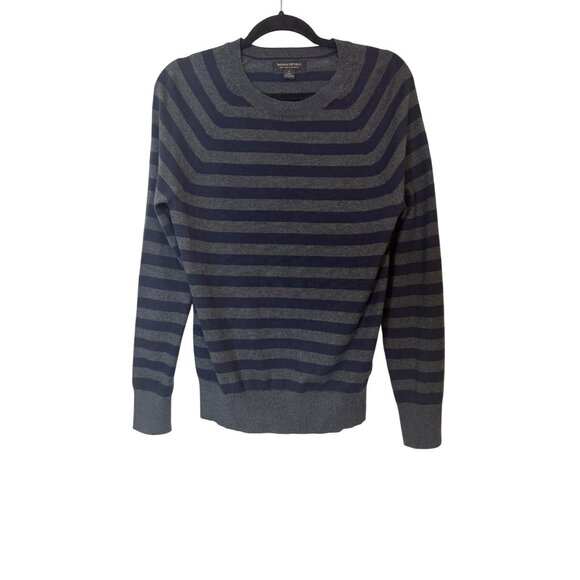 Banana Republic Small Striped Navy & Gray Sweater Cotton Cashmere Blend - Picture 15 of 16
